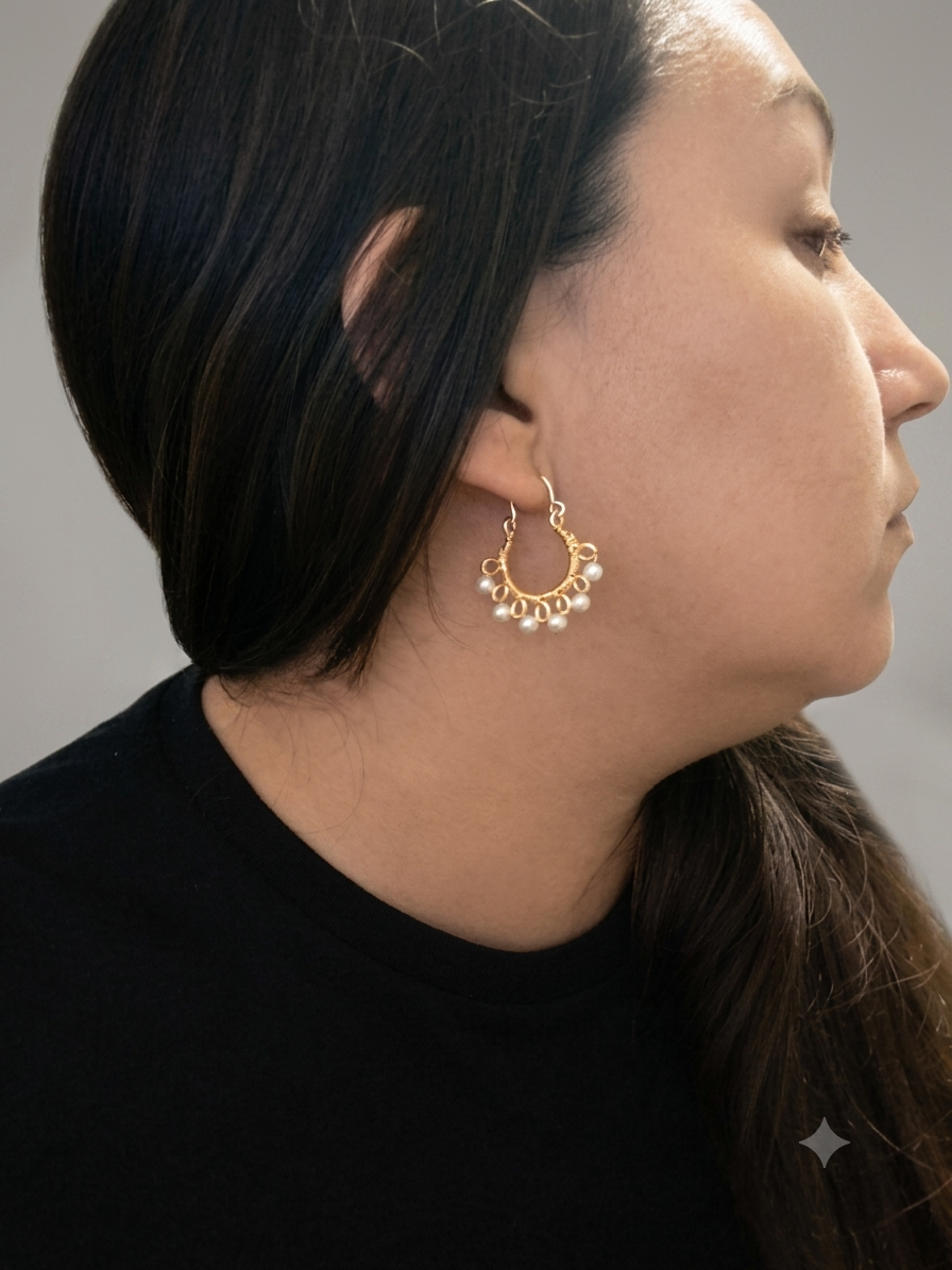 Aros Luna de Perlas 🌟 -  Elegancia Entretejida