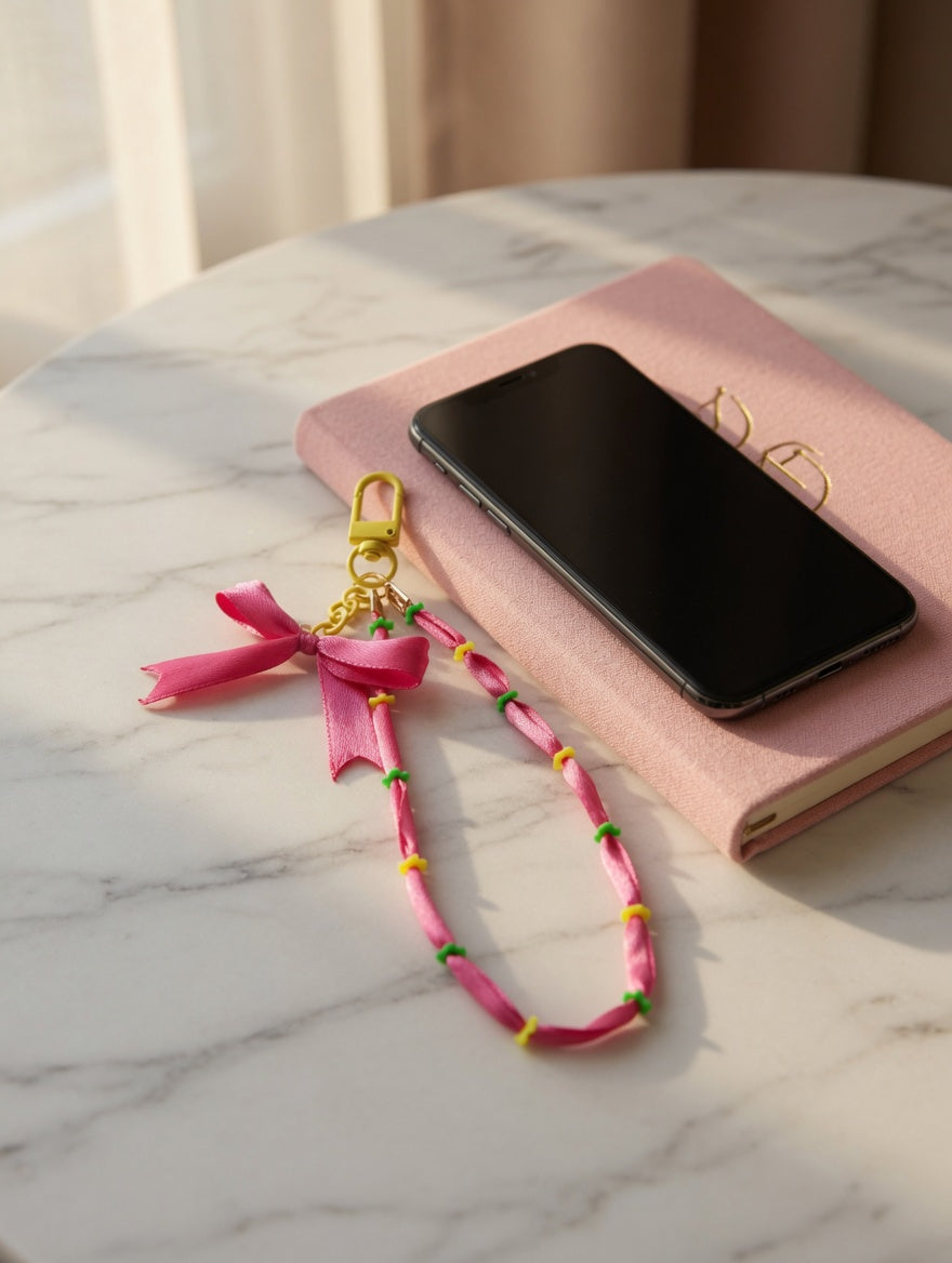 Handy Strap Pink Ribbon - Lazo Coquette 🎀