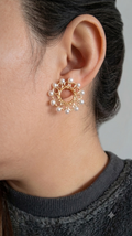 Aros bronce y perlas - Hechos 100% a mano