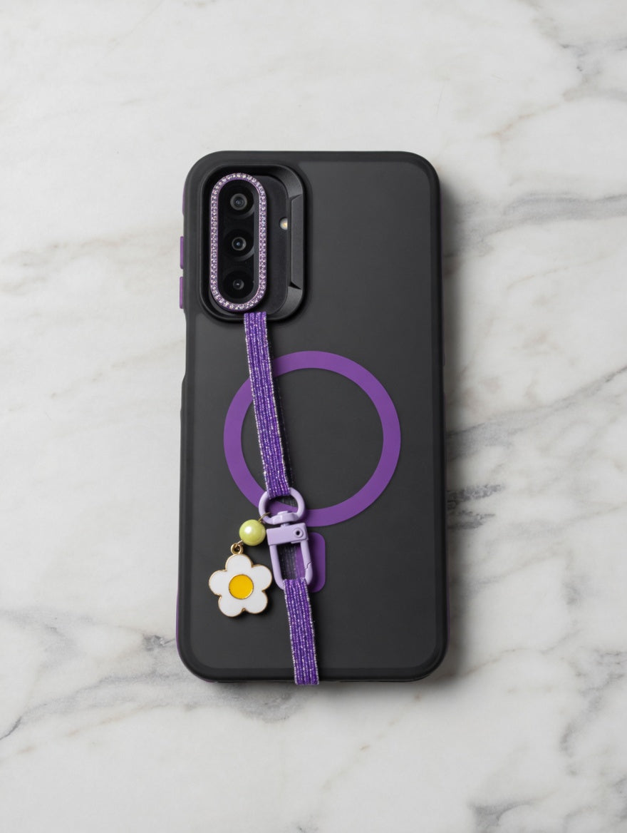 Handy Strap Violet Glitter - Brillo Real 💜