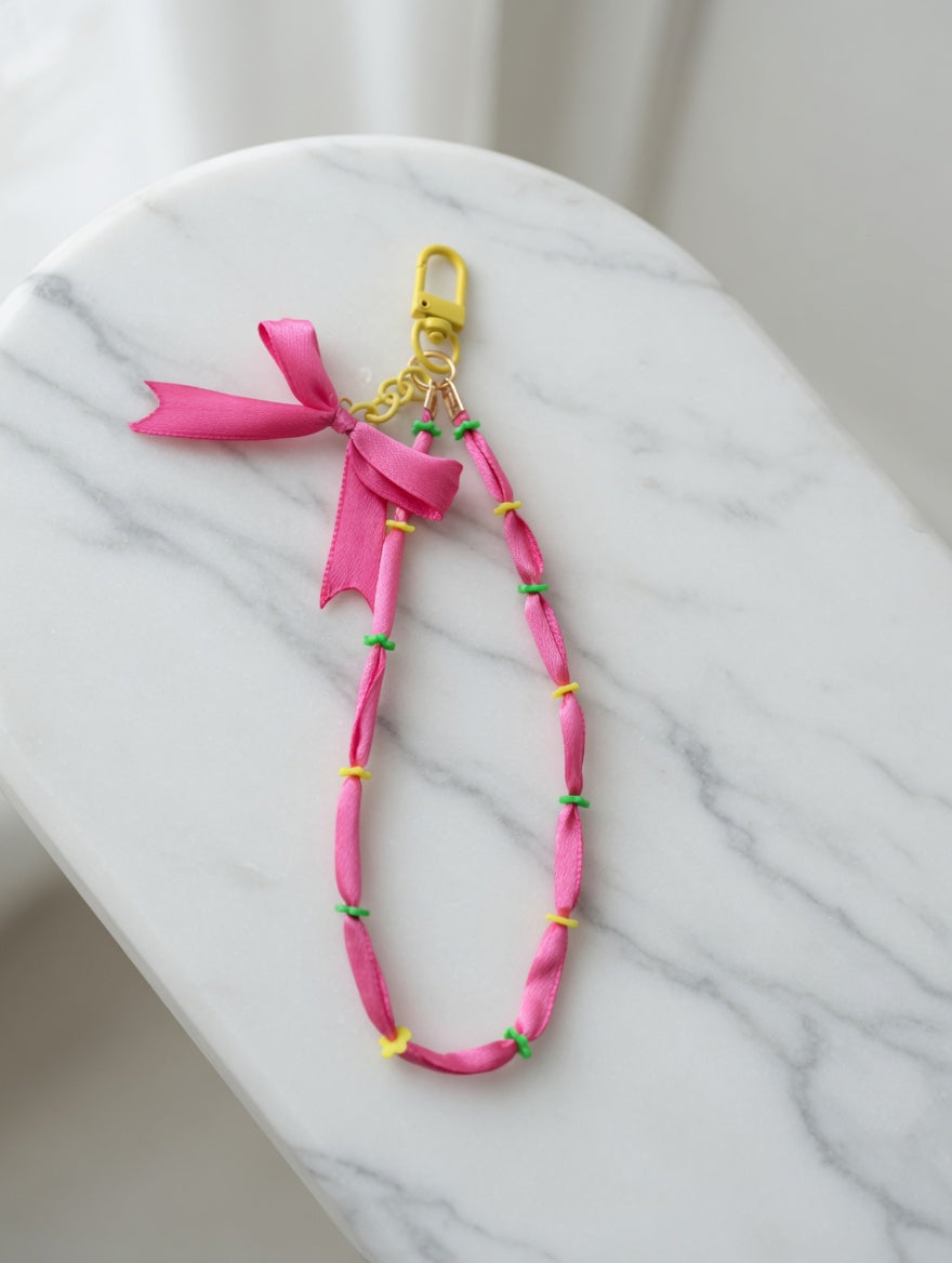Handy Strap Pink Ribbon - Lazo Coquette 🎀
