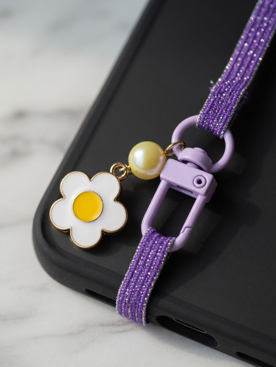 Handy Strap Violet Glitter - Brillo Real 💜