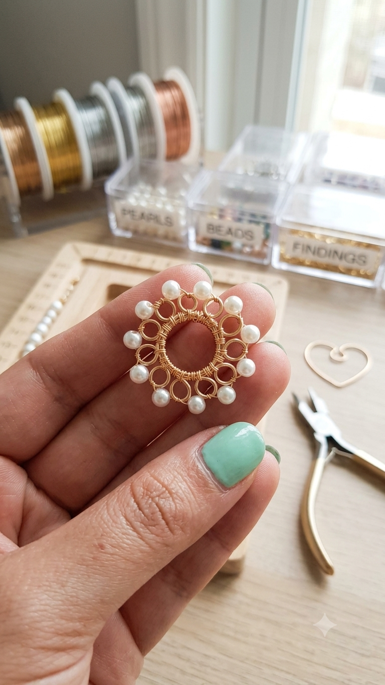 Aros bronce y perlas - Hechos 100% a mano
